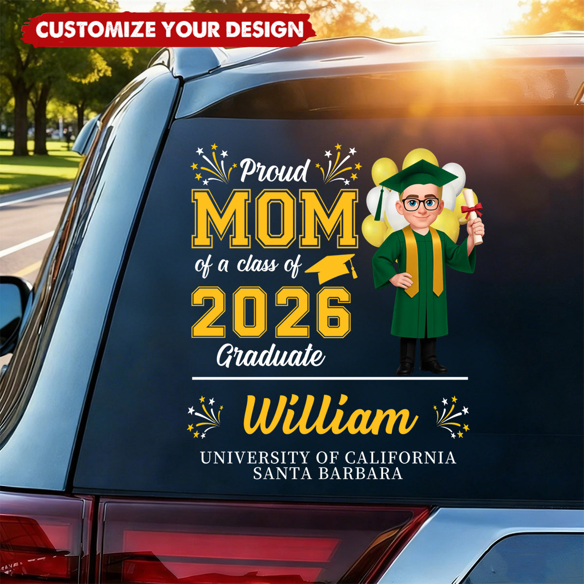 Go Where Your Dreams Take You - Personalized Photo Graduation Decal Sticker