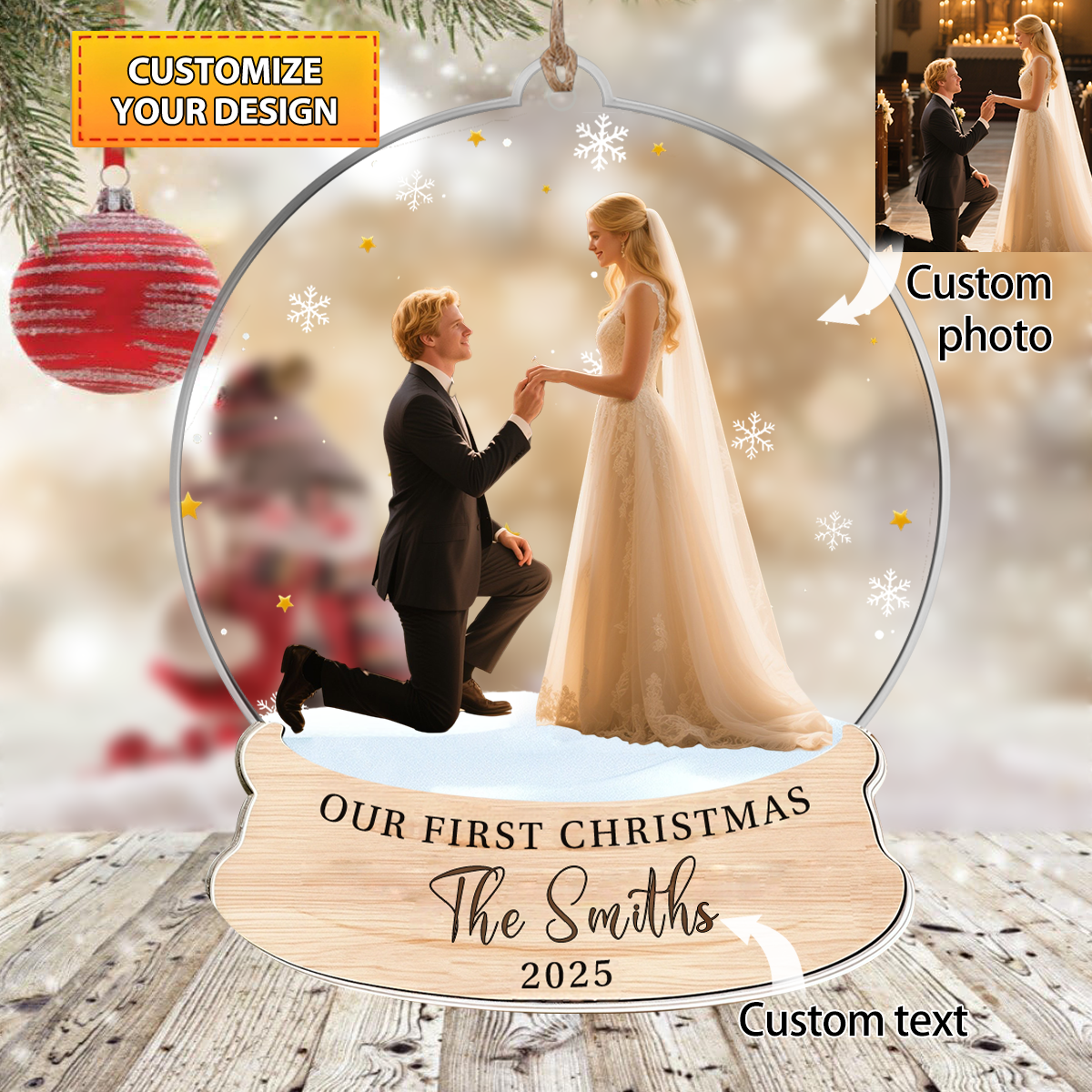 First Christmas Married - Personalized Christmas Ornament