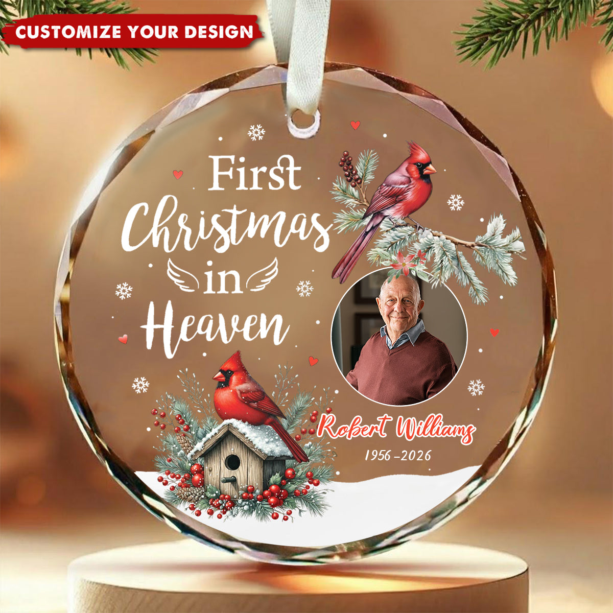 First Christmas in Heaven Ornament, Personalized Photo Memorial Ornament