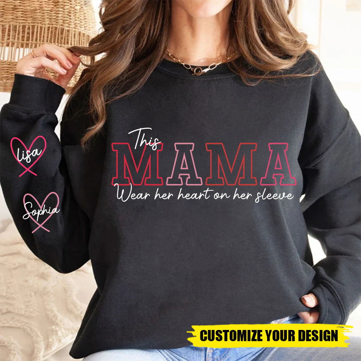 Wear Your Heart on Your Sleeve – Personalized Mama Sweatshirt with Kids’ Names