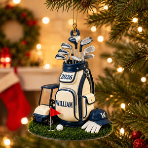 Personalized Golf Bag Ornament, Custom Name Golf Lover Christmas Gift