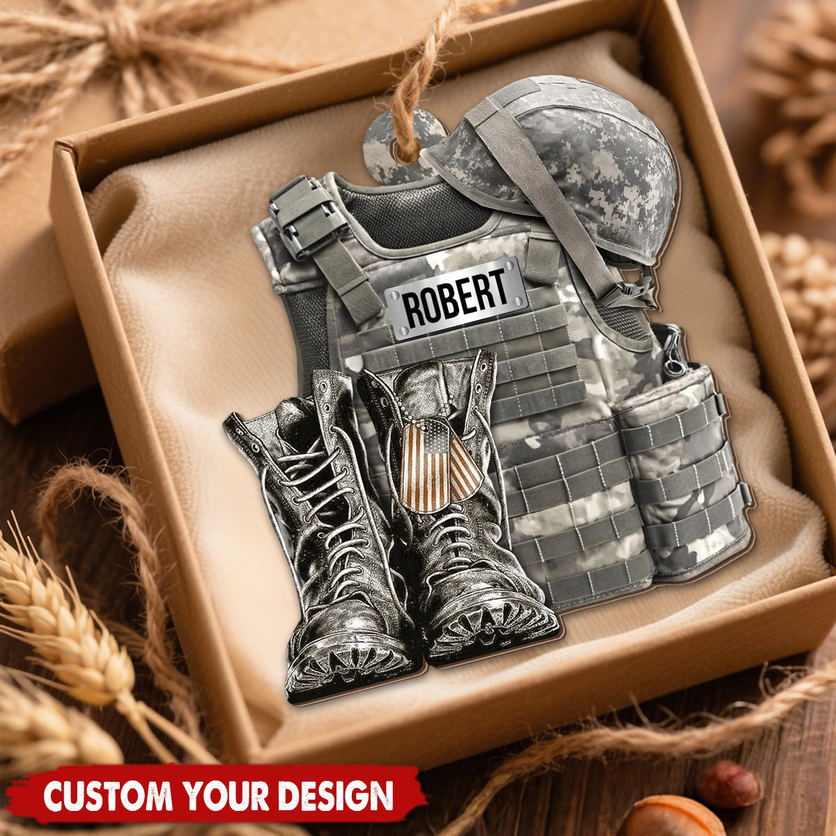 Military Uniform Ornament, Custom Name Army Christmas Ornament