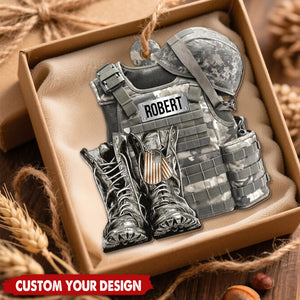 Military Uniform Ornament, Custom Name Army Christmas Ornament