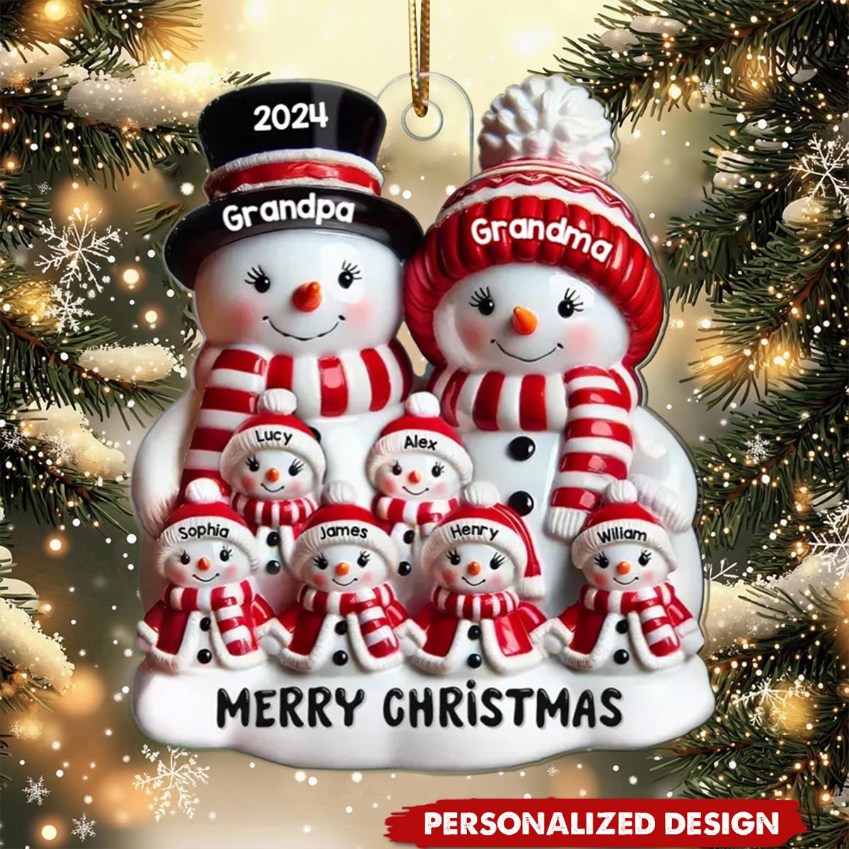 Happy Snowman Family-Personalized Christmas Gifts For Family Member