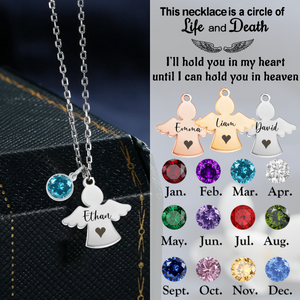Always In My Heart, Personalized Angel Charm Birthstone Necklace