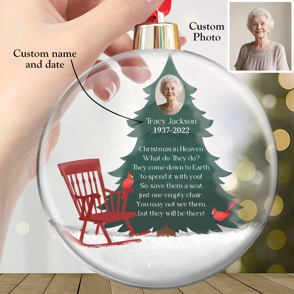 Christmas In Heaven - Personalized Christmas Ball Photo Ornament
