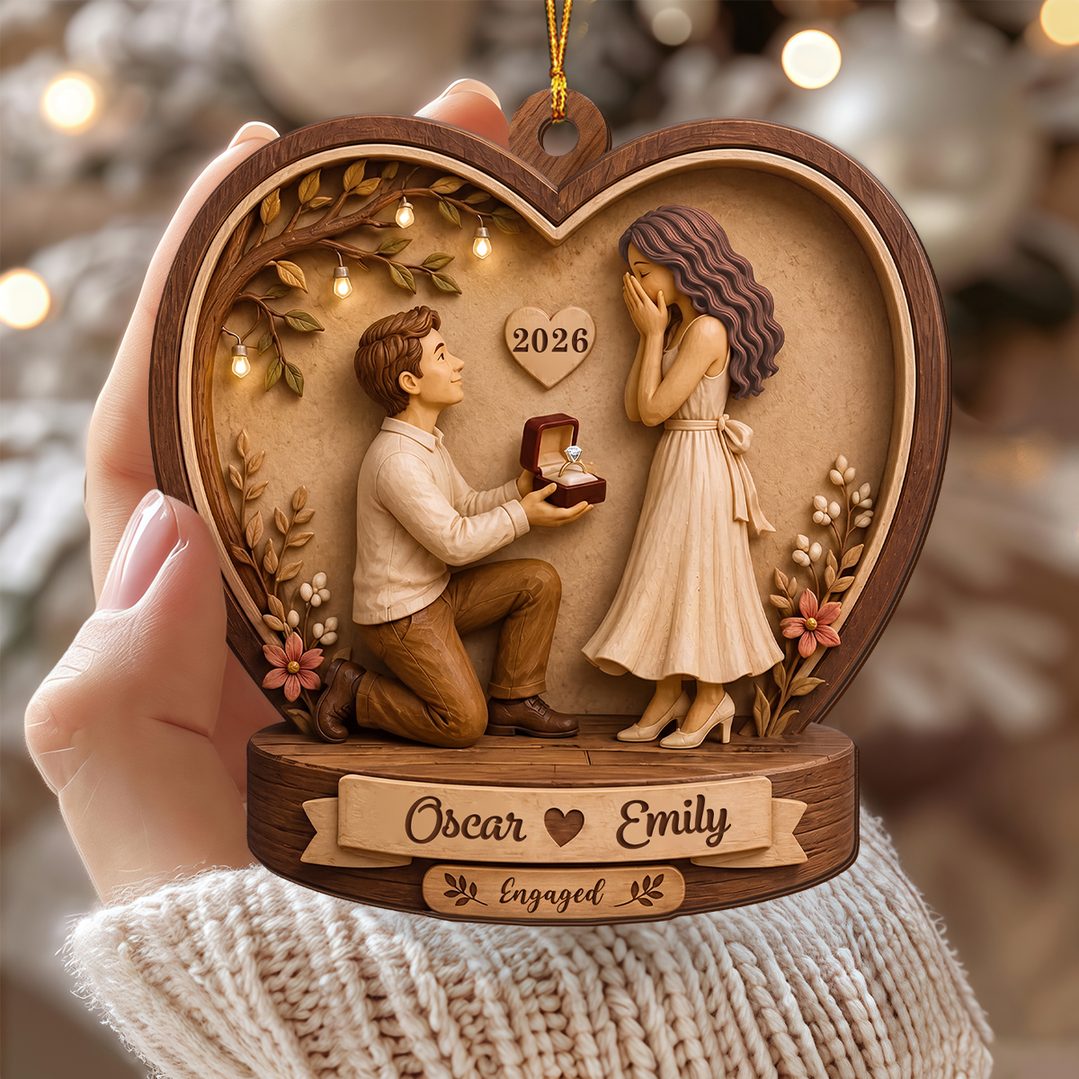 Personalized Couple Marriage Proposal Ornament First Christmas Engaged Ornament