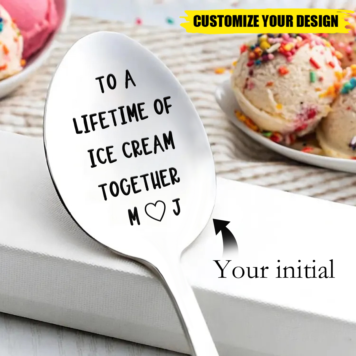 To A Lifetime Of Ice Cream Together - Personalized Couple Spoon