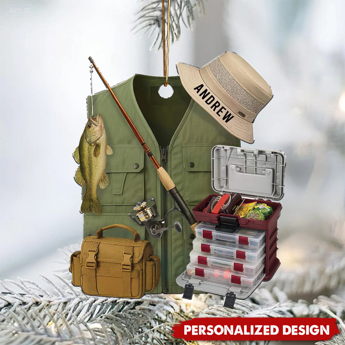 Personalized Fisherman 2D Flat Acrylic Ornament, Fishing Lovers Gifts