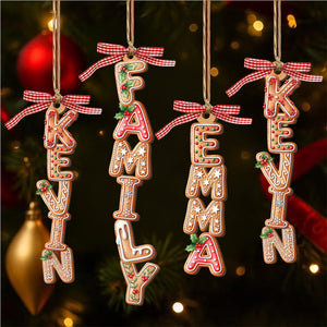 Custom Gingerbread Alphabet Ornament, Christmas Ornaments for Family