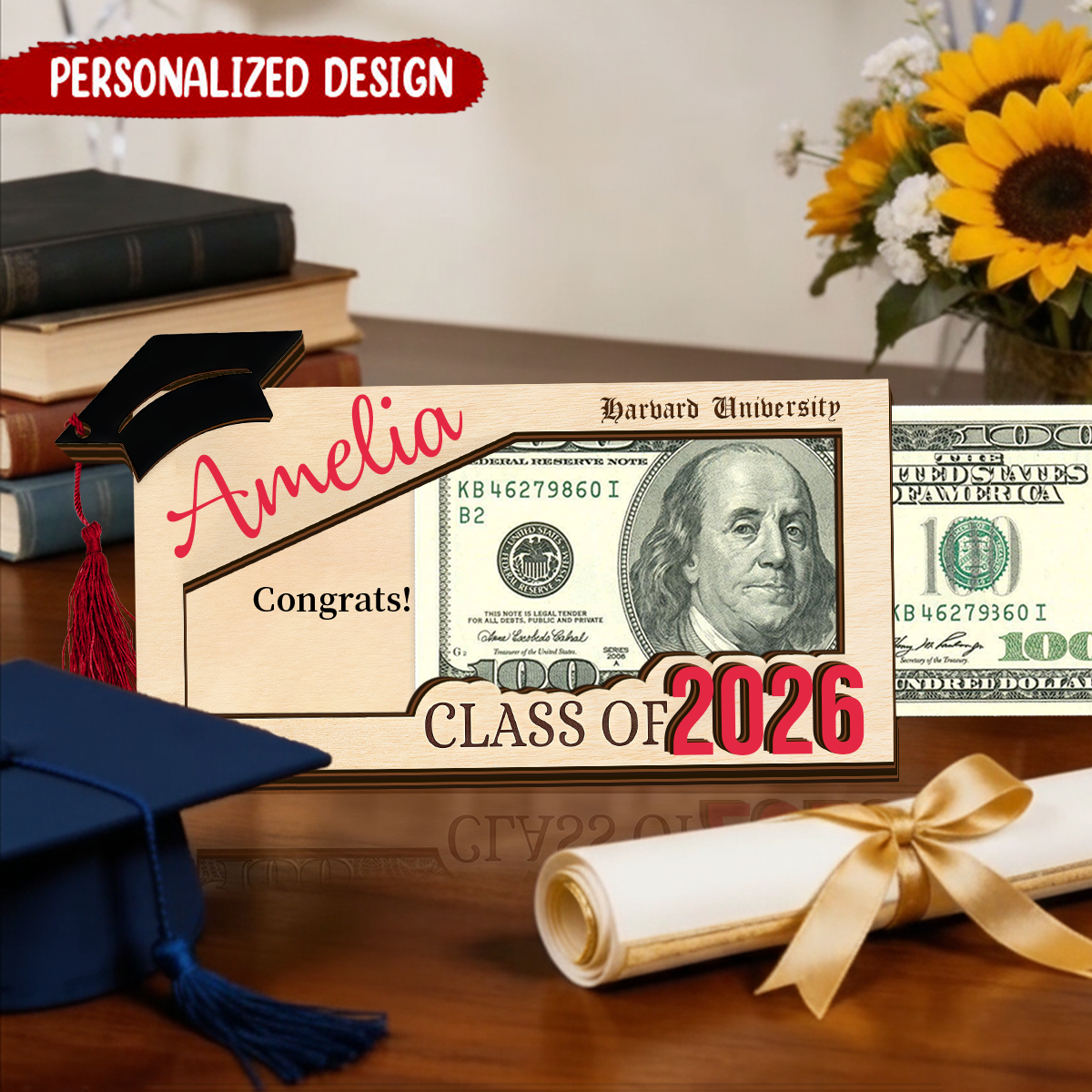 Personalized Class of 2026 Money Holder, Graduation Money Holder, Graduation Gift