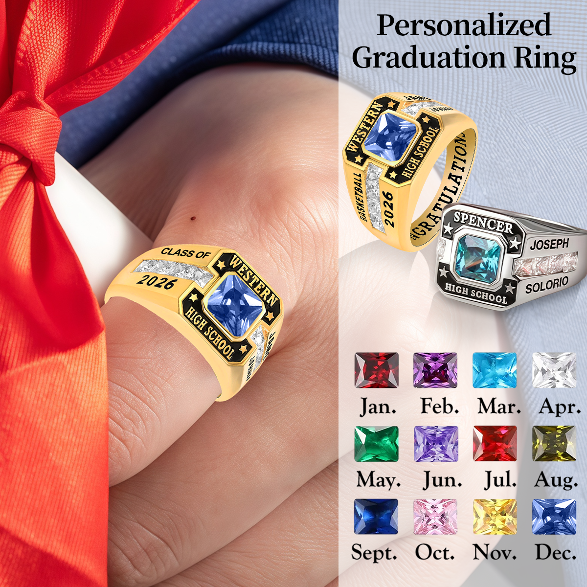 Personalized High School College Class Ring Gift for Graduates