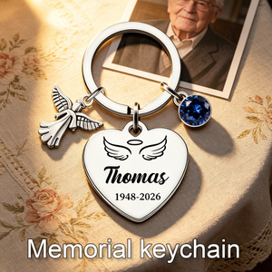Always In My Heart, Personalized Angel Charm Birthstone Keychain