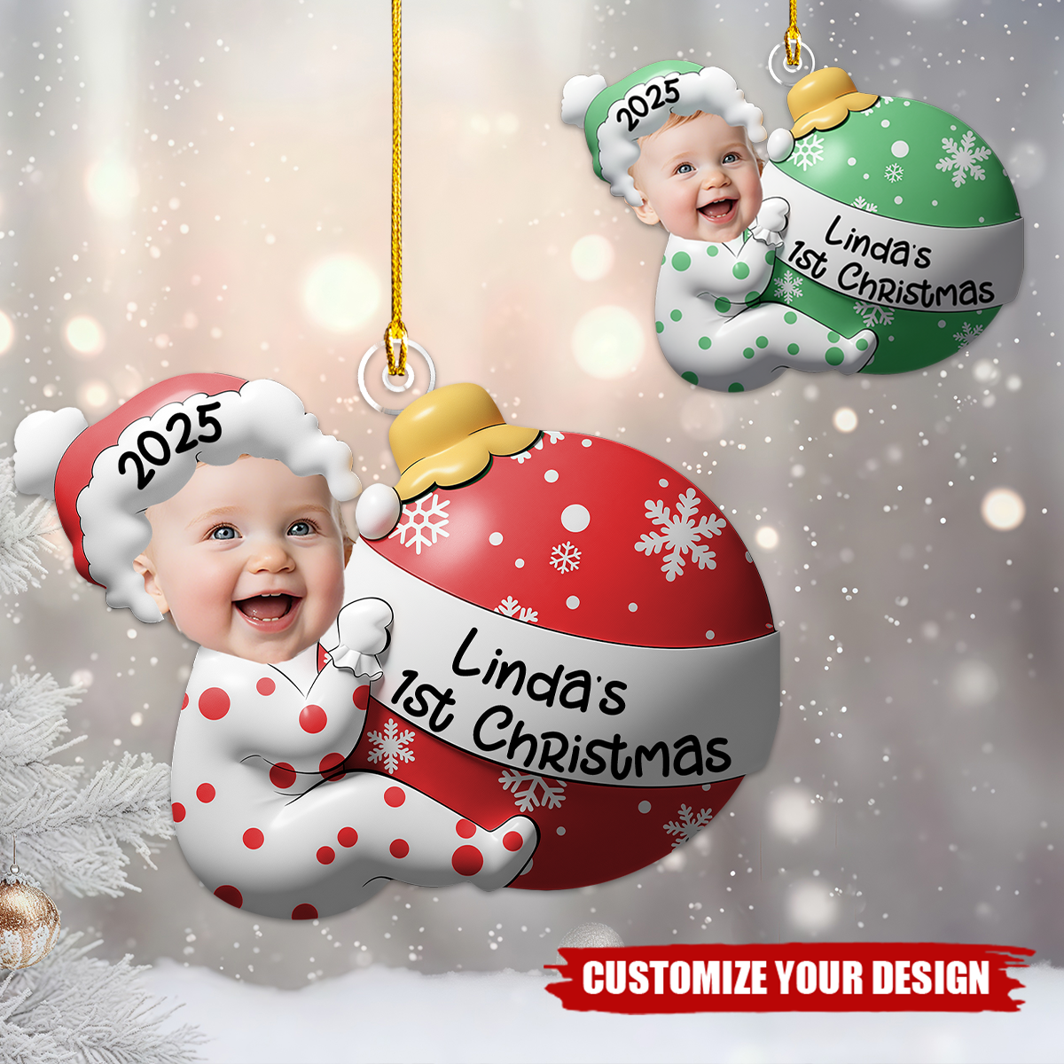 Baby’s First Christmas Personalized Photo Ornament