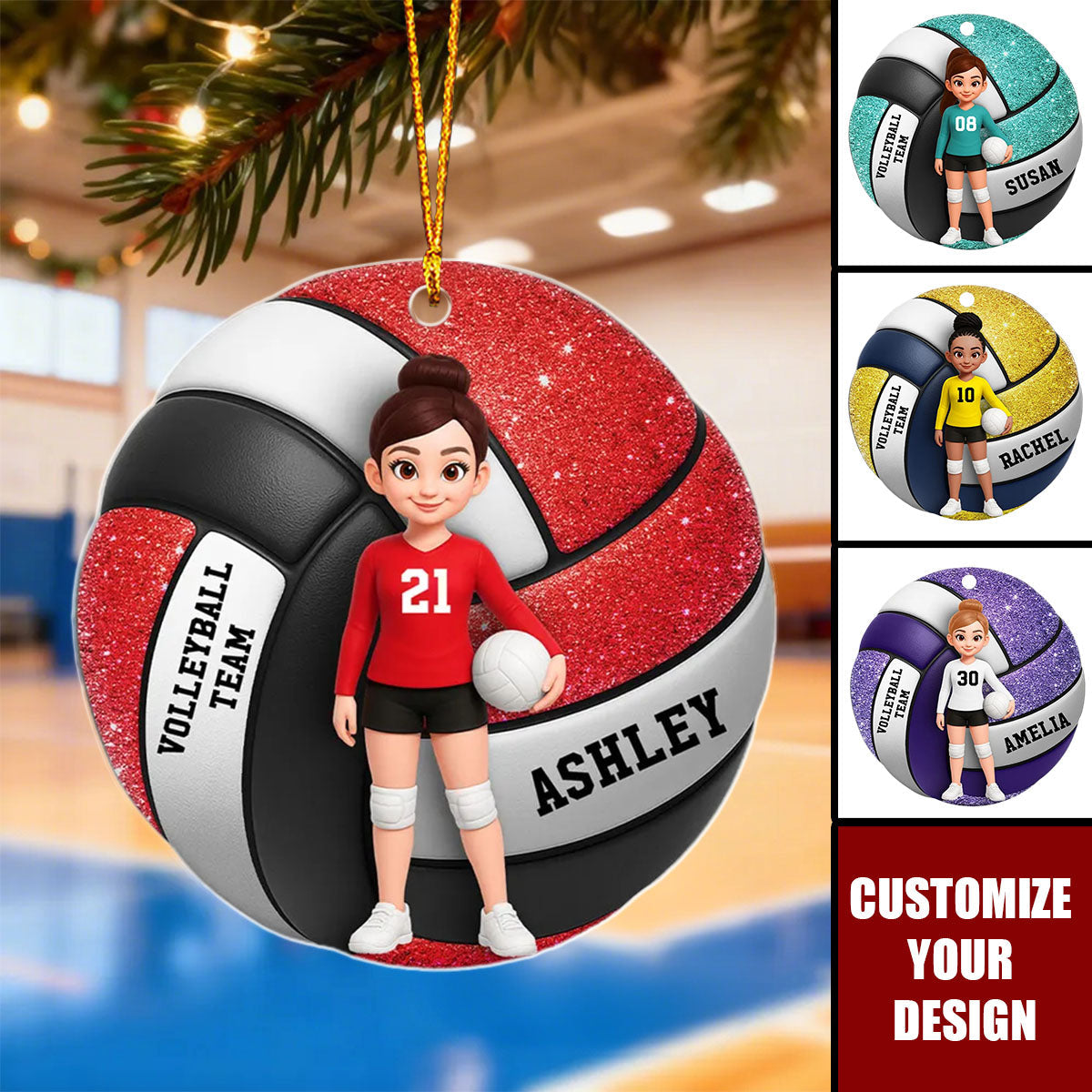 Volleyball Girl 3D Effect - Personalized Acrylic Ornament