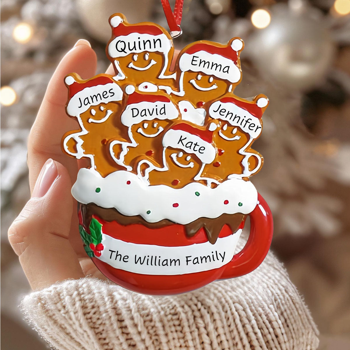 Personalized Gingerbread Family Ornament 2025, Xmas Tree Decor