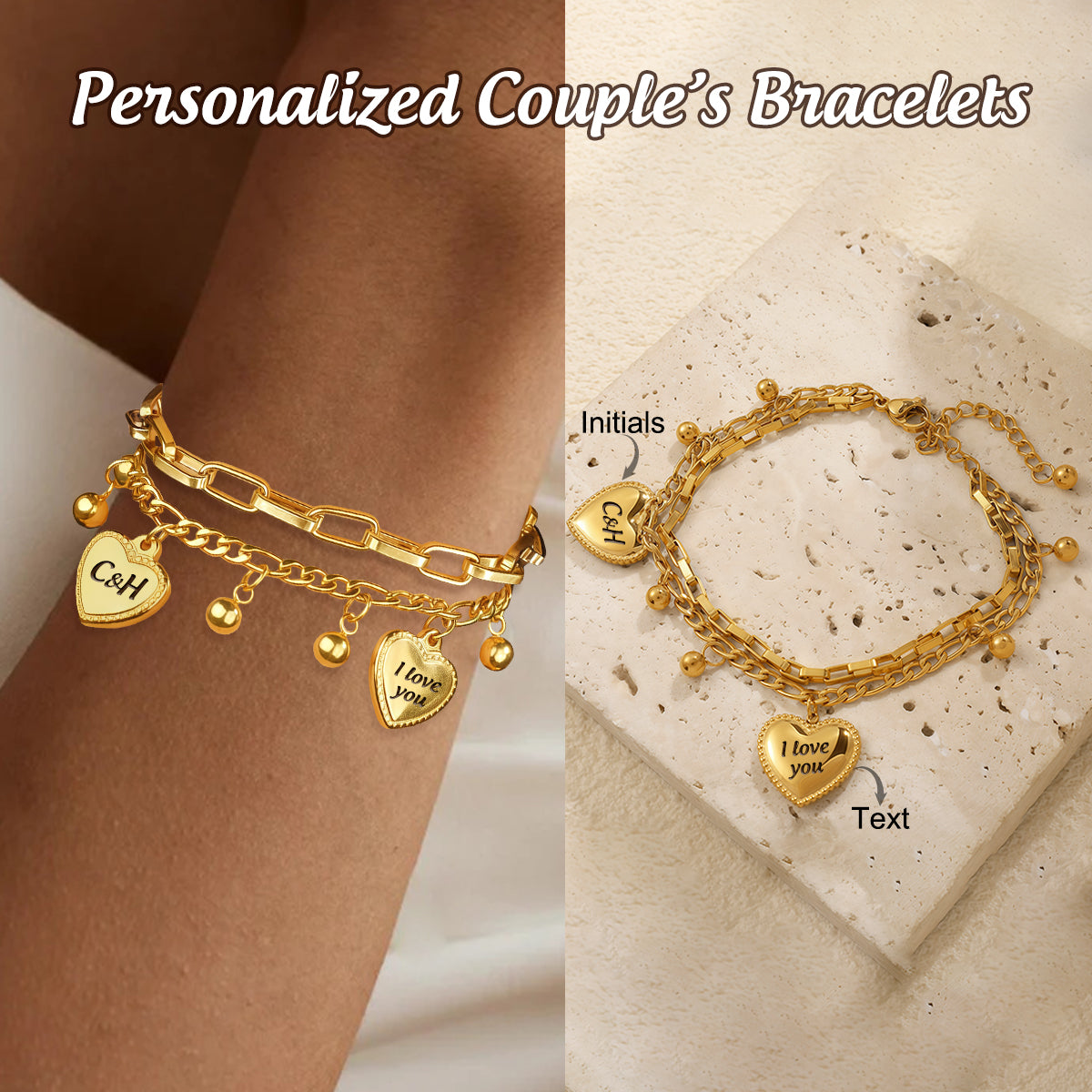 I Love You - Personalized Engraved Multistrand Bracelet