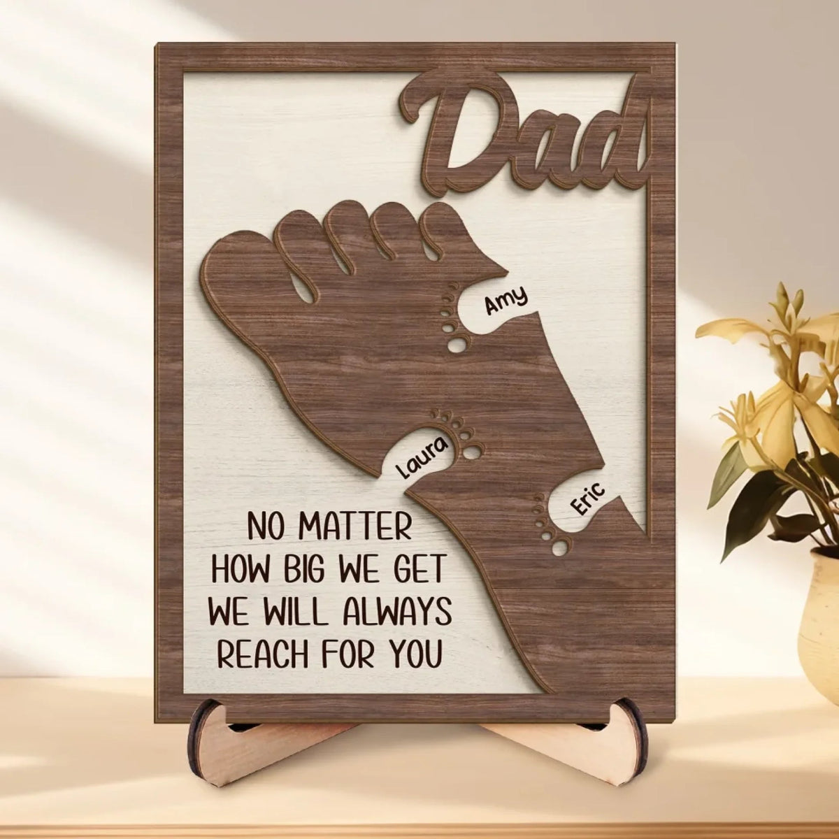 We're Following In Your Footsteps - Family Personalized Custom 2-Layered Wooden Plaque With Stand
