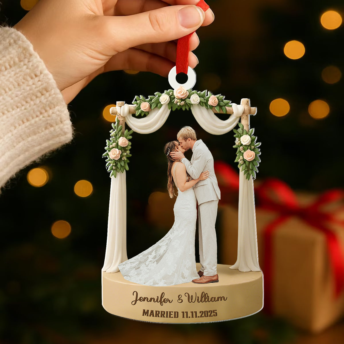 Custom Engagement Married Ornament Gift For Newlyweds