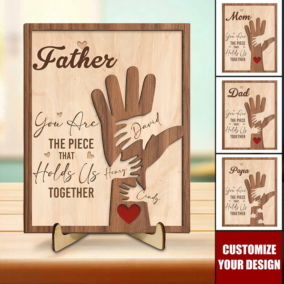 Dad You Are The Piece That Holds Us Together - Personalized Wooden Plaque