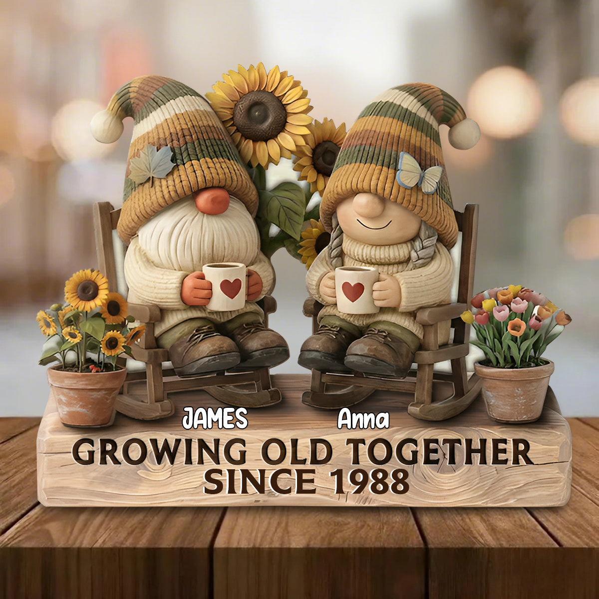 Grow Old Together-Personalized  Wooden Plaque, Gift For Couple