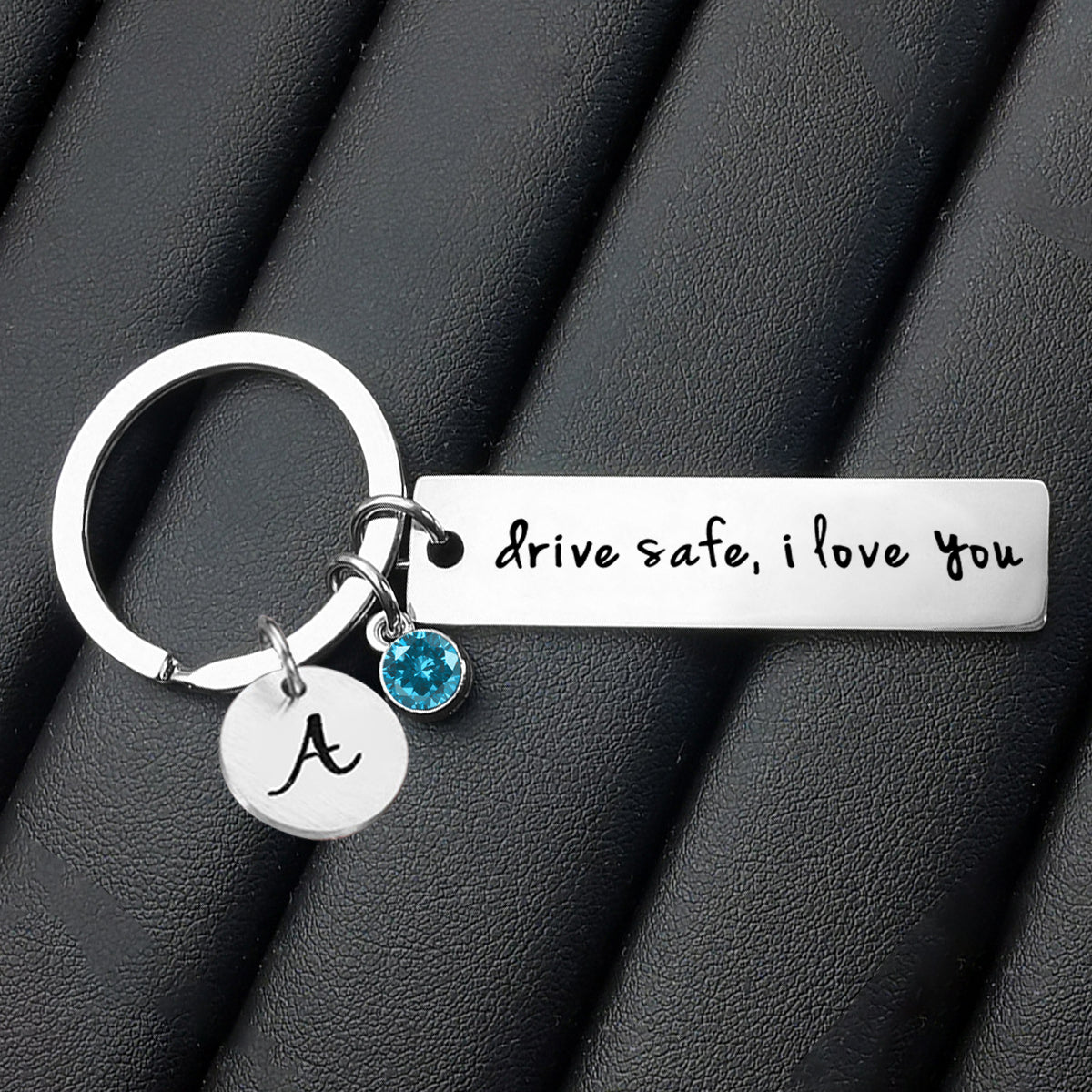 To My Man - Personalized Birthstone Couple Keychain