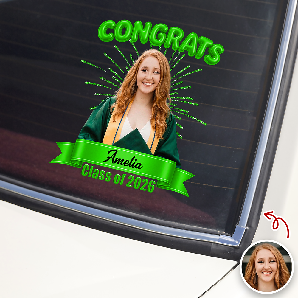Custom Photo Class Of 2026 Graduation Car Window Decal Sticker