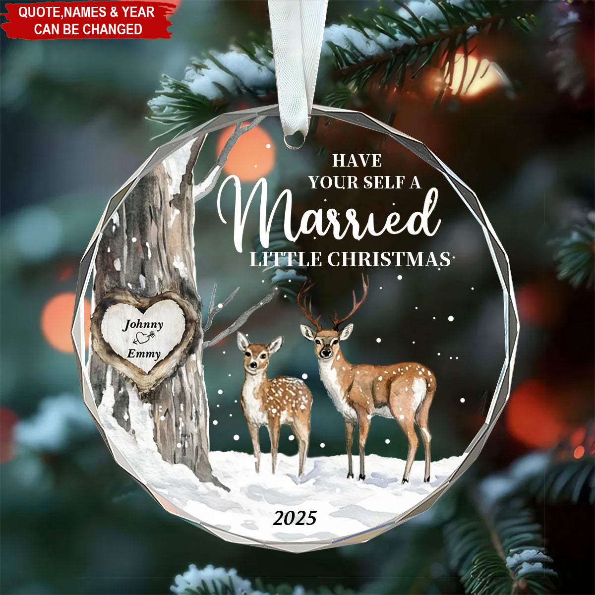 Married Little Christmas – Gift For Couple Personalized Glass Ornament