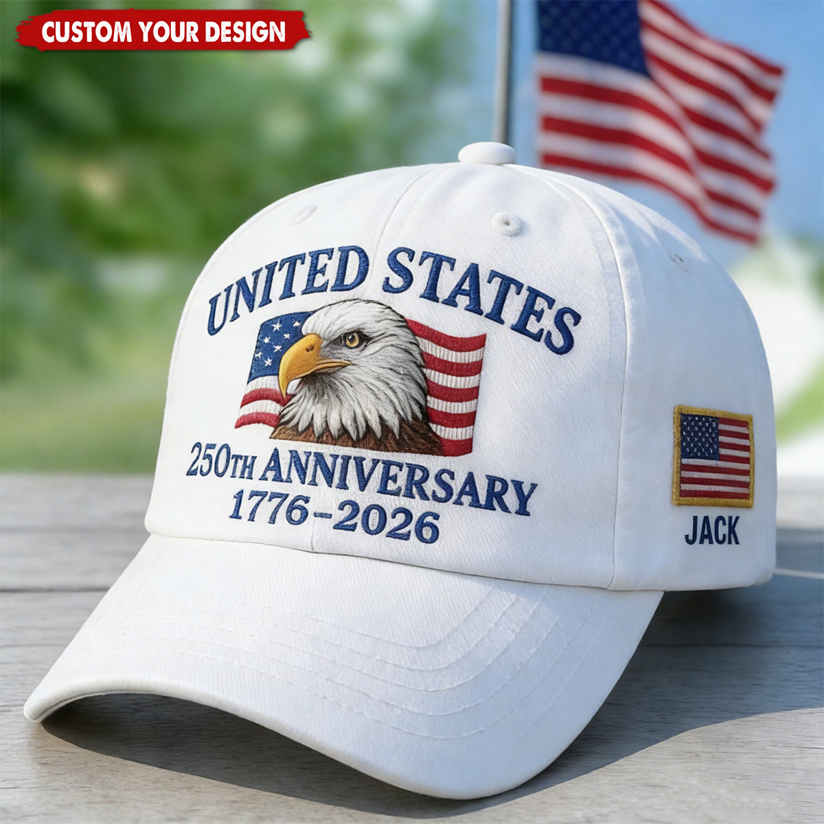 Custom Name United States 250th Anniversary Hat 1776–2026 Eagle Cap