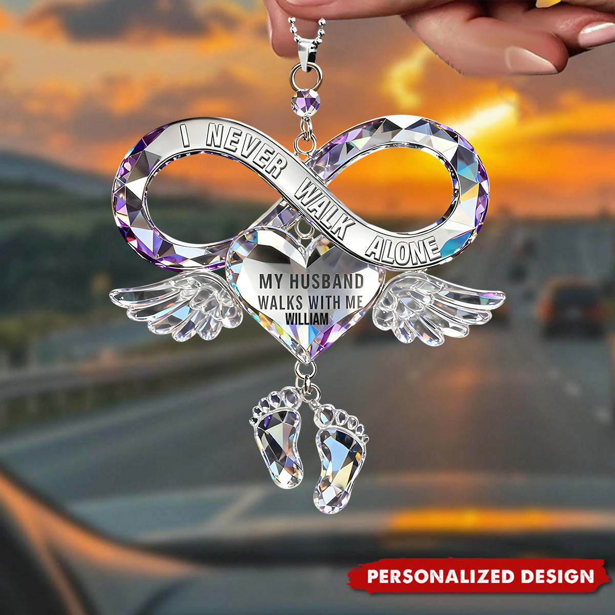 My Husband Walk With Me, Personalized Memorial Car Ornament
