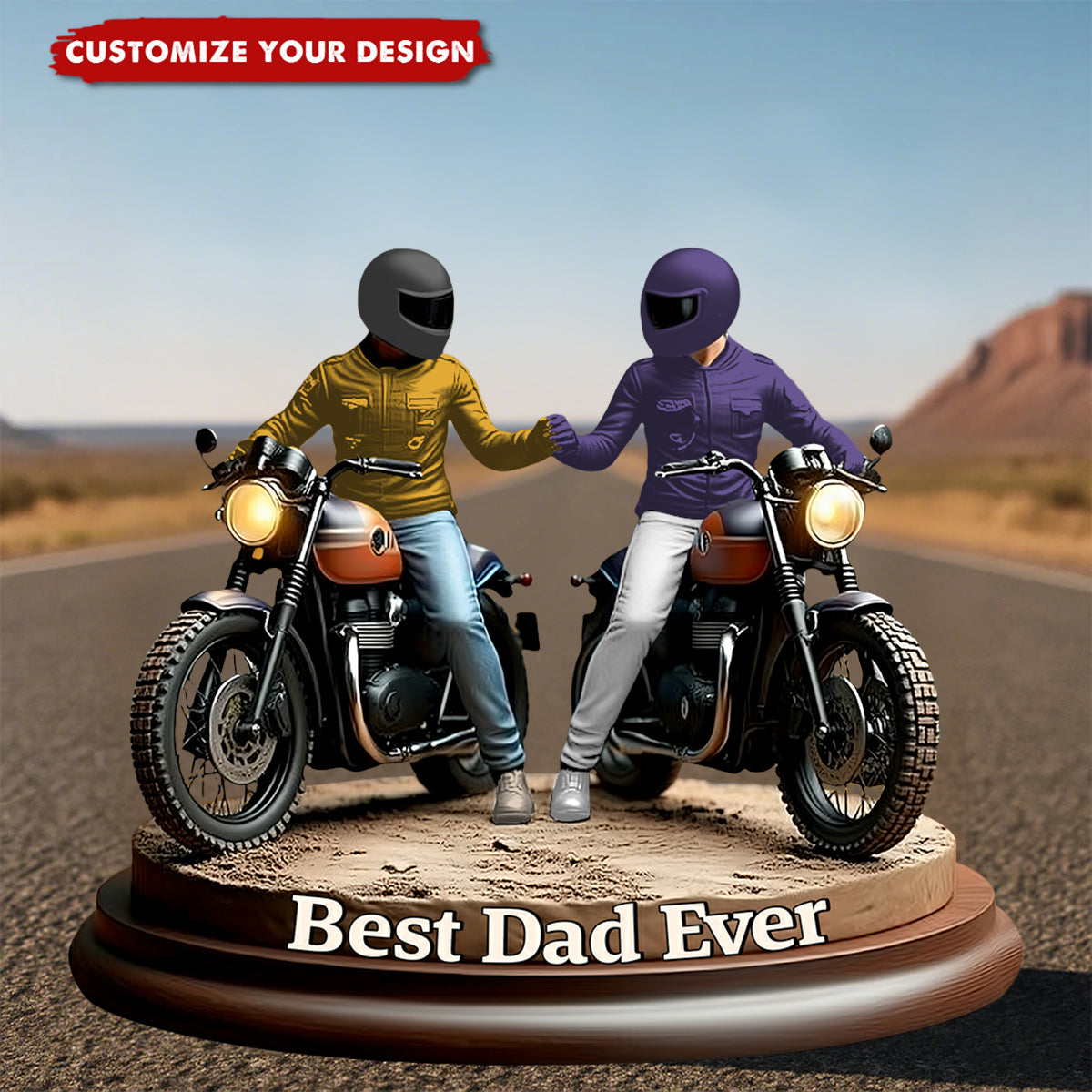 Old Biker Dad - Personalized Biker Custom Shaped Acrylic Plaque