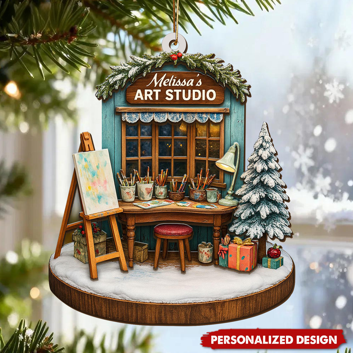 Personalized Art Studio Artist Christmas Tree Ornament