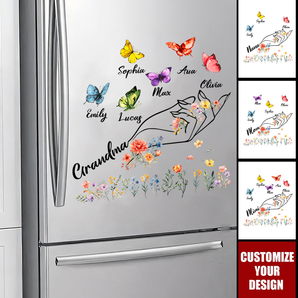 Personalized Kids Name Butterfly Sticker, Gift For Family