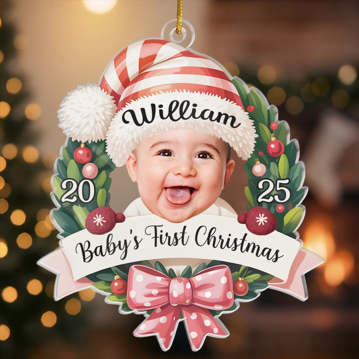 Christmas Baby Shower - Personalized Custom Photo Acrylic Ornament