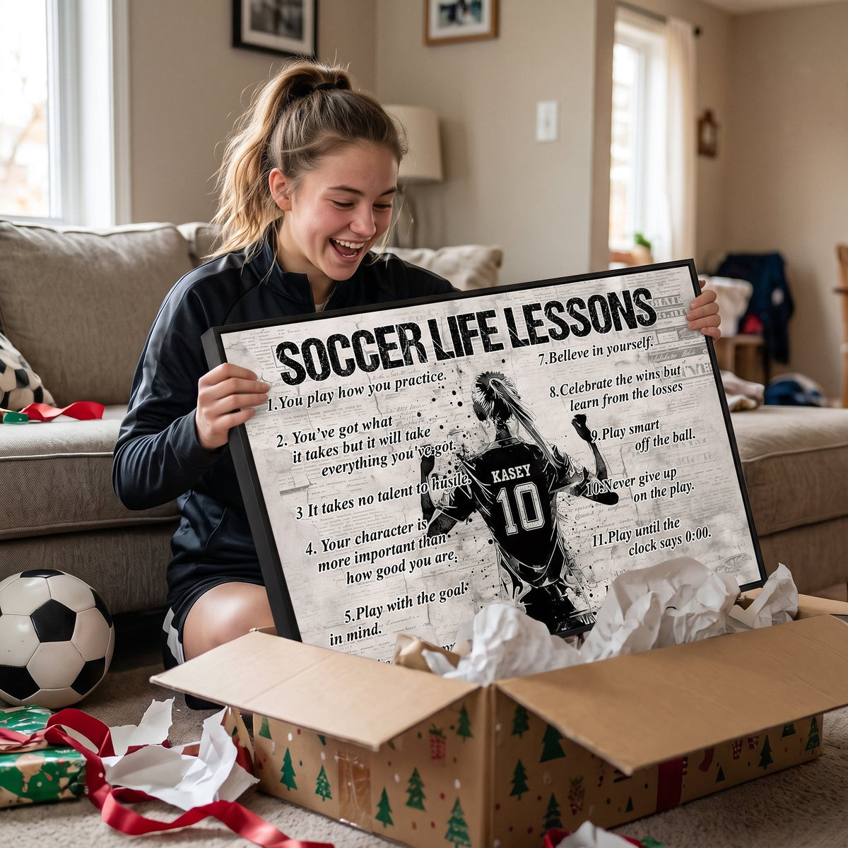 Soccer Life Lessons Canvas & poster, Personalized Soccer Girl Gift