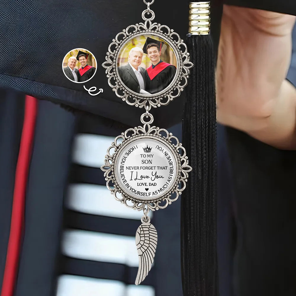 To My Son Never Forget That I Love You - Personalized Photo Pendant Charm