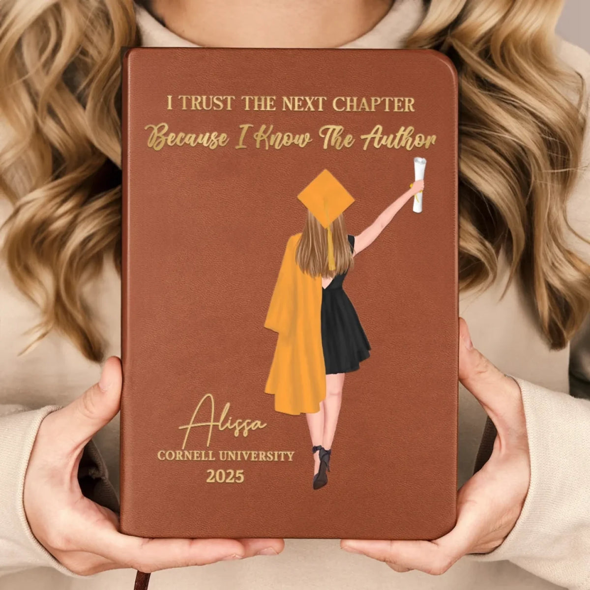 I Trust The Next Chapter - Family Personalized Custom Leather Journal - Graduation Gift For Family Members