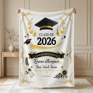 Custom Graduation Blanket,Senior Graduation Gift,Class of 2026