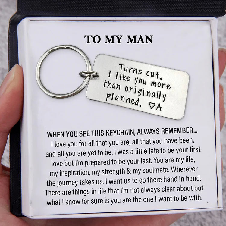 Personalized Initial Couple Keychain-Turns Out, I Like You More Than Originally Planned