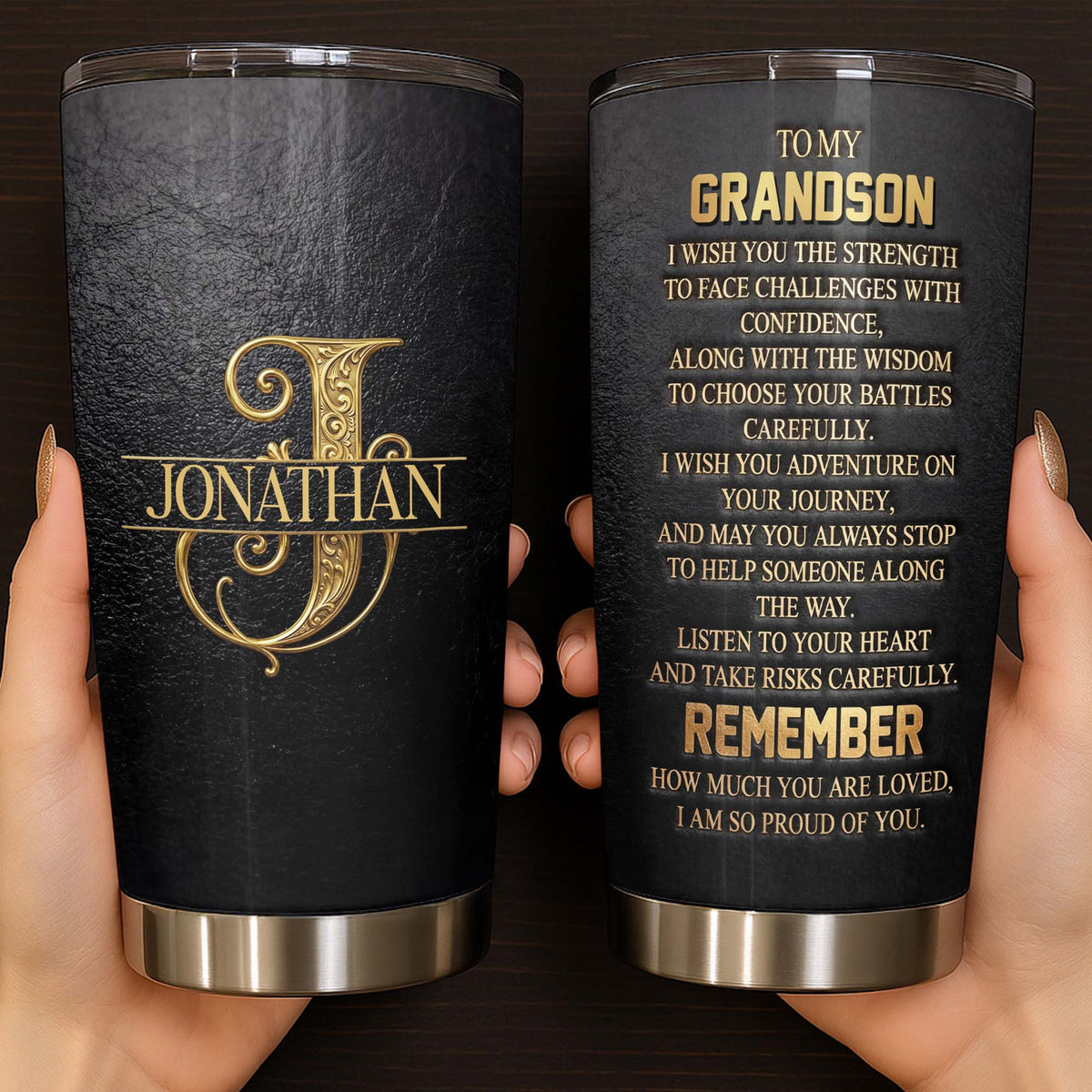 Personalized Alphabet Initial Stainless Steel Tumbler,To My Loved Strength