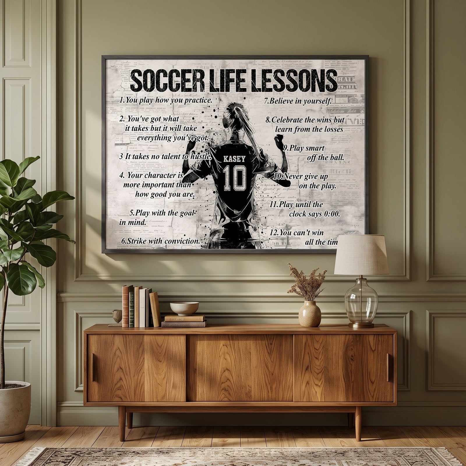 Soccer Life Lessons Canvas & poster, Personalized Soccer Girl Gift