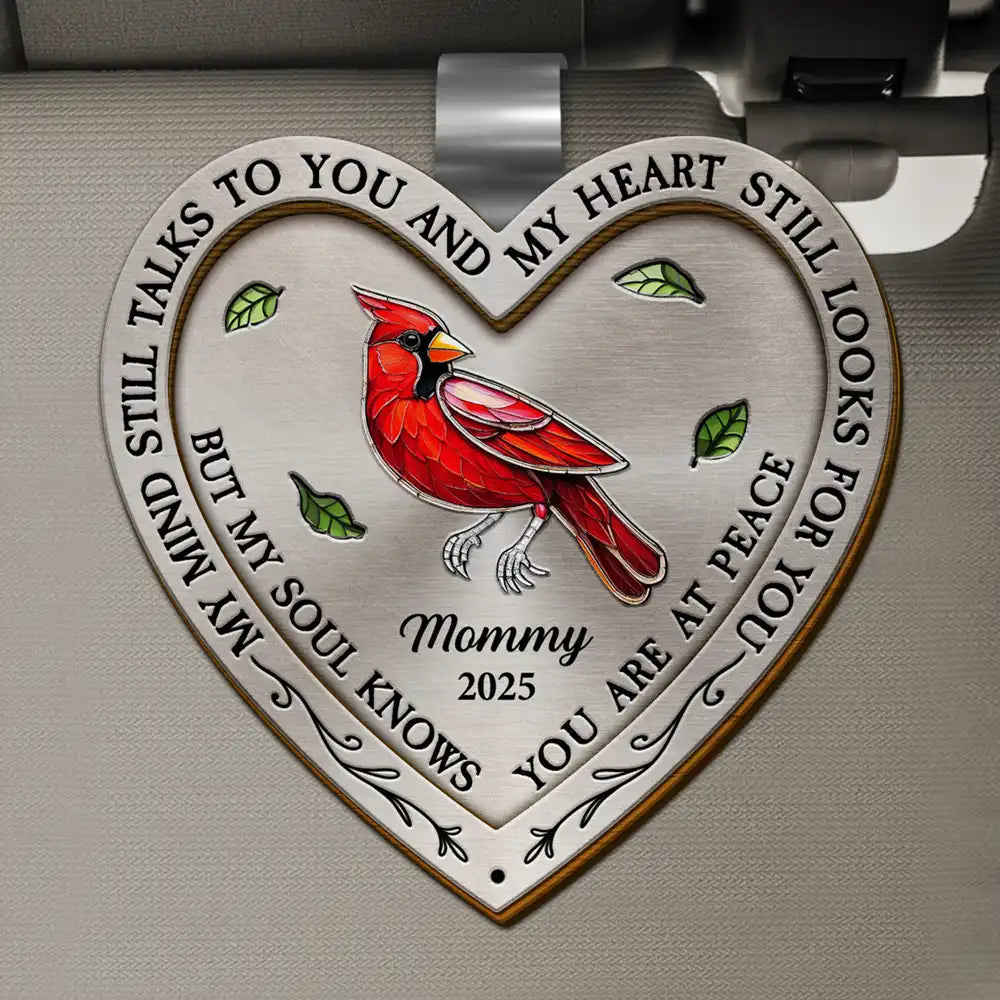 Memorial My Mind Still Talks To You Heart Shaped - Personalized Custom Shaped Car Visor Clip