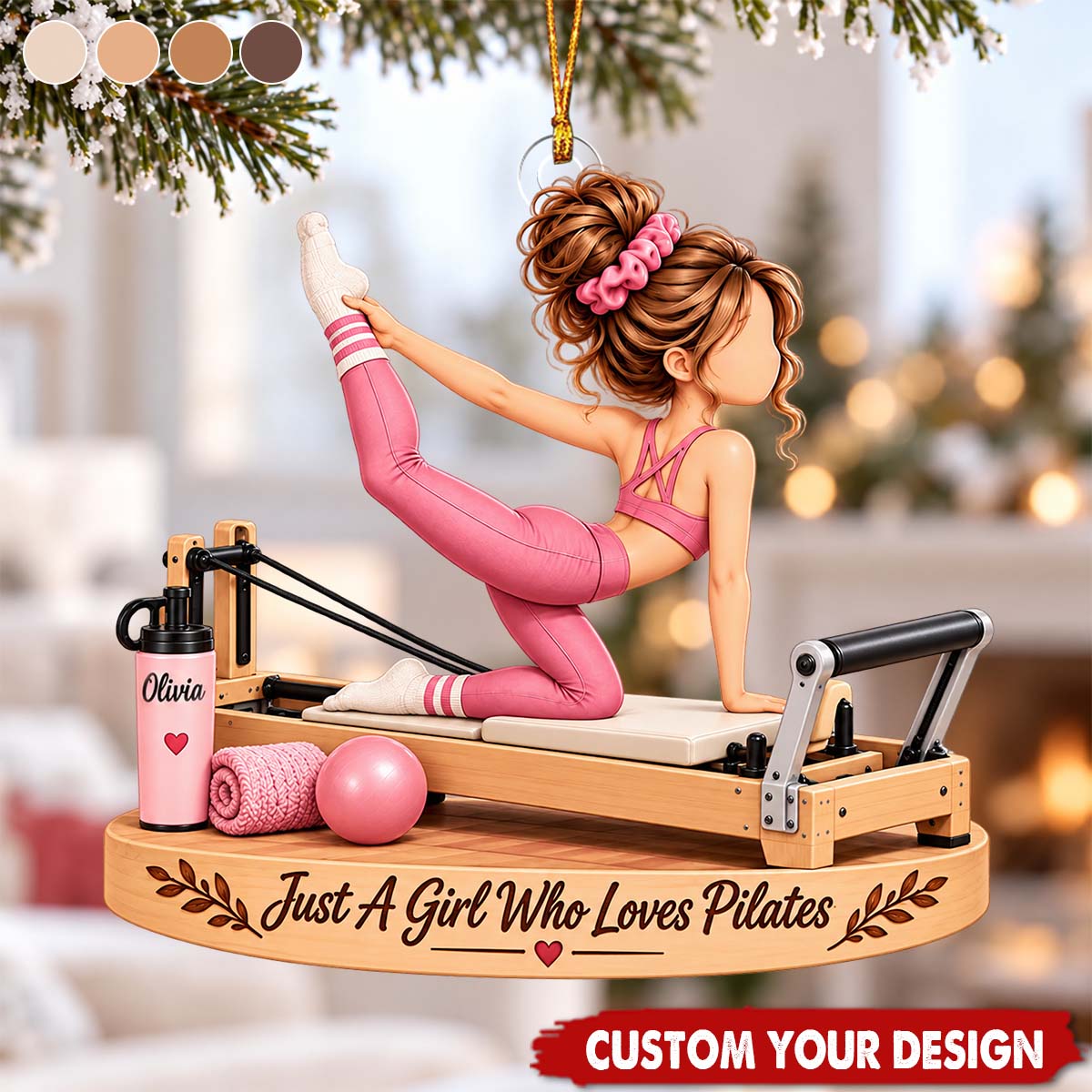 Personalized Pilates Girl Ornament, Pilates Lover Keepsake For Her