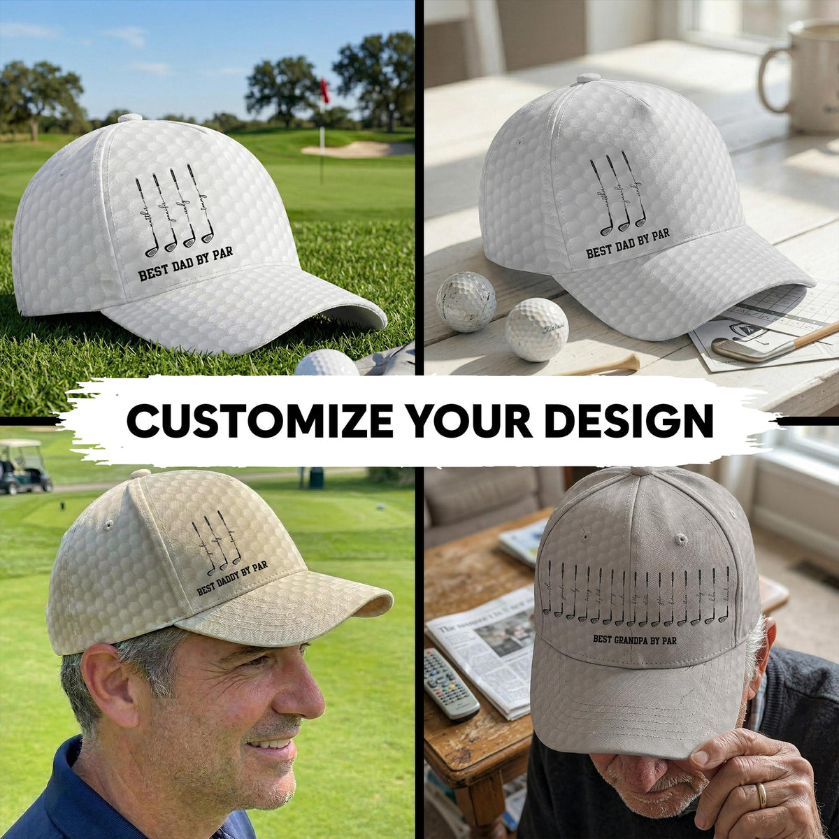 Personalized Best Dad Grandpa By Par Cap, Custom Name Father Day Golf Gift