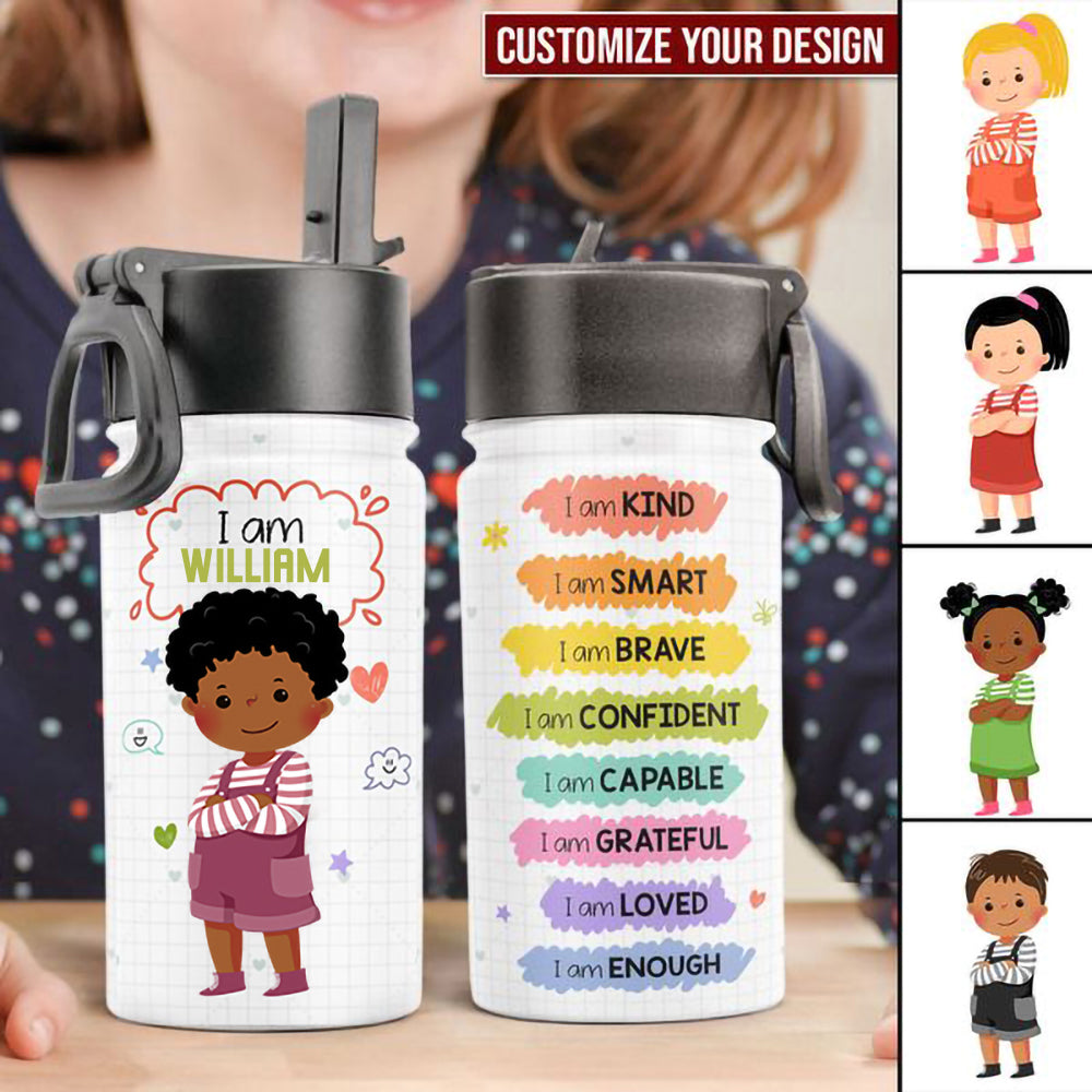Kind Smart Loved - Personalized Kids Water Bottle With Straw Lid