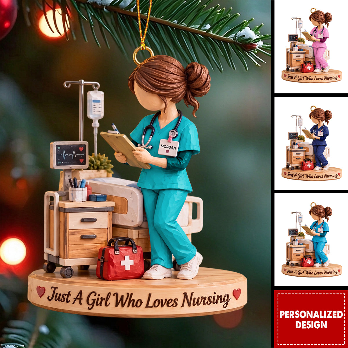 Personalized Nurse Christmas Ornament, RN Nursing Student Graduation Gift
