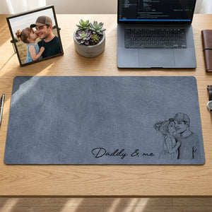 We Love You Dad Custom Photo Sketch Desk Mat – Personalized Father's Day Gift