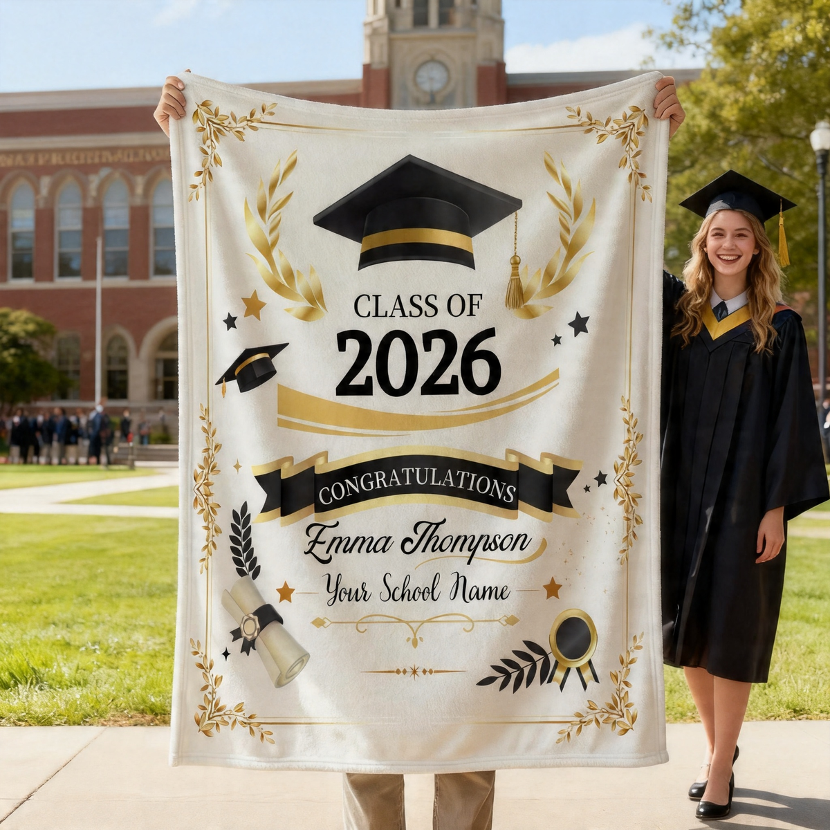 Custom Graduation Blanket,Senior Graduation Gift,Class of 2026