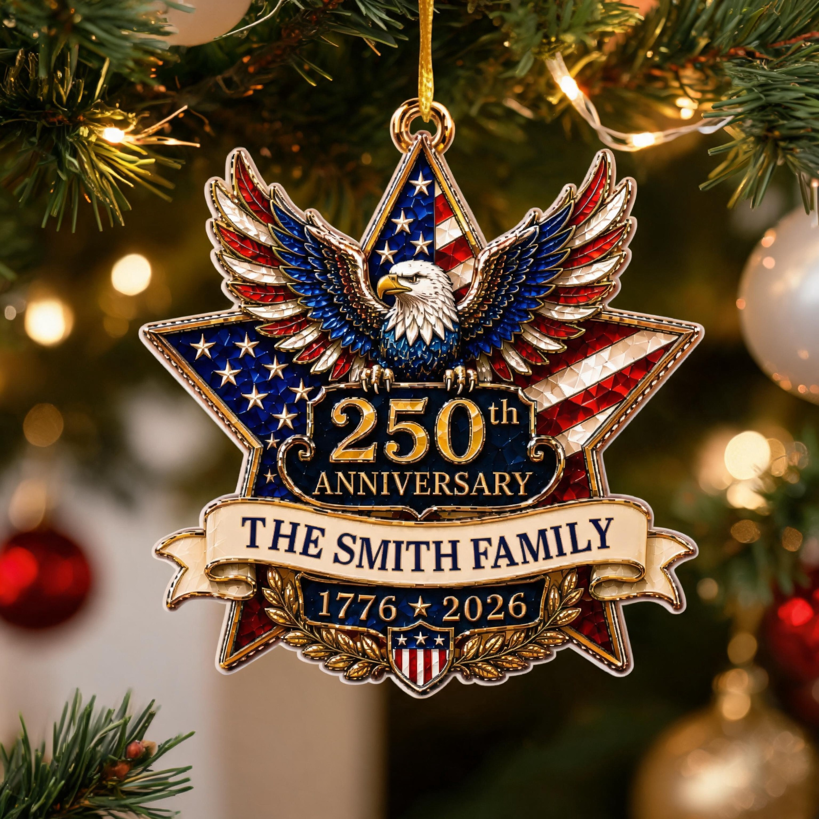 American Pride Lives On - Personalized 250th Anniversary Family Ornament
