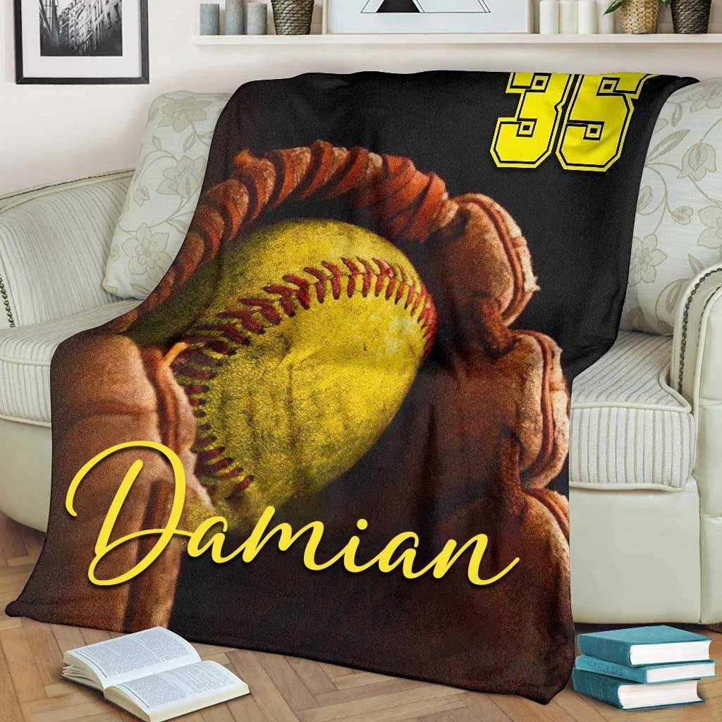 Personalized Lovely Kid Baseball/Softball Blanket for Comfort & Unique